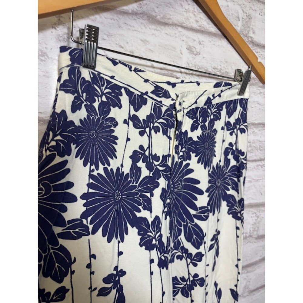 Free People Sundae Stroll Wide Leg Pants White Blue Size 4 Small Greece Vacation - Picture 5 of 7